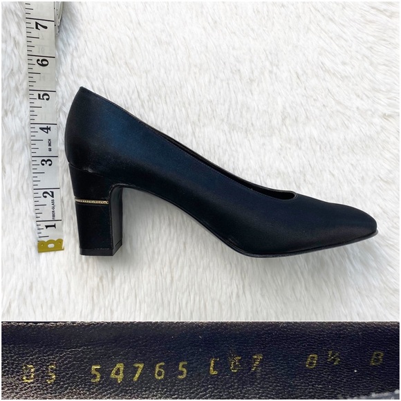 Salvatore Ferragamo Vintage Nero Square Cranny Block Heels Women's Size 8.5B - Picture 10 of 12